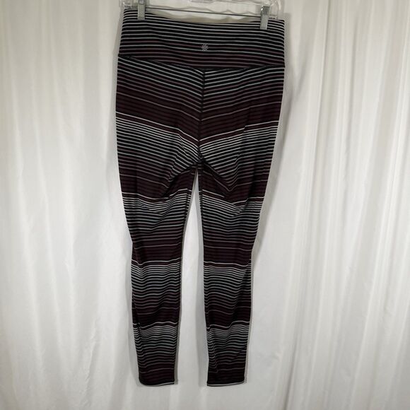 Athleta leggings Women's medium Purple Pink Striped Pull On High Rise - Picture 7 of 10